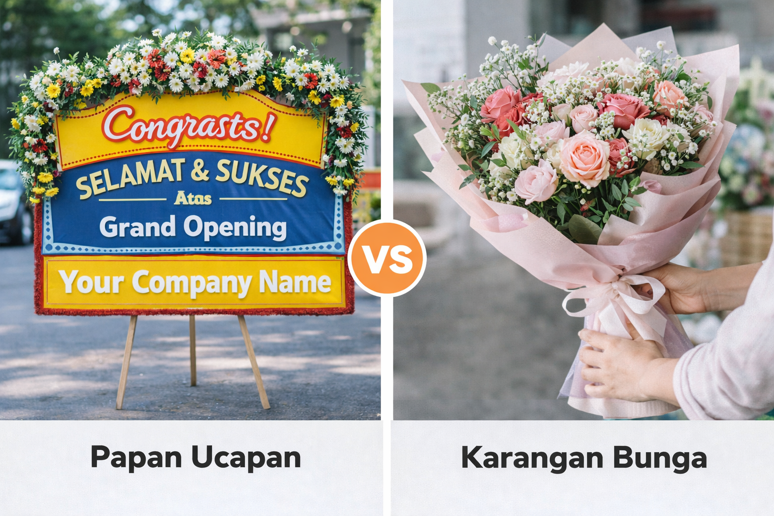 erbedaan Papan Ucapan dan Karangan Bunga